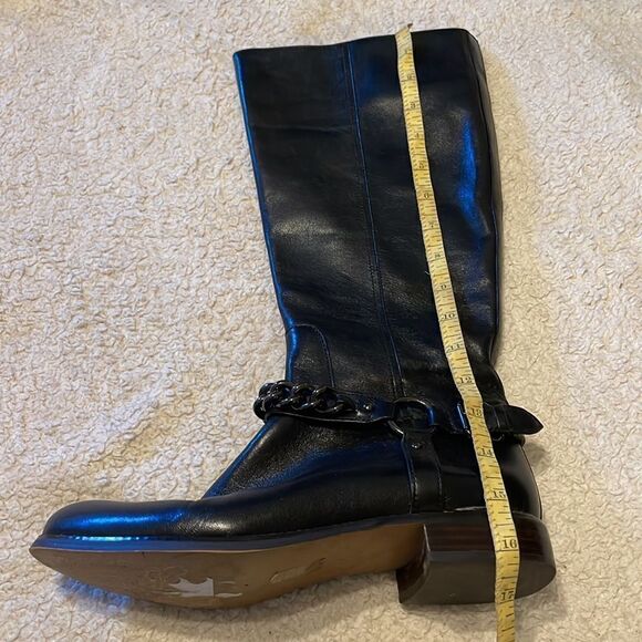 Coach Black Mabel Leather Chain Buckle Knee High Riding Boots - Picture 8 of 10